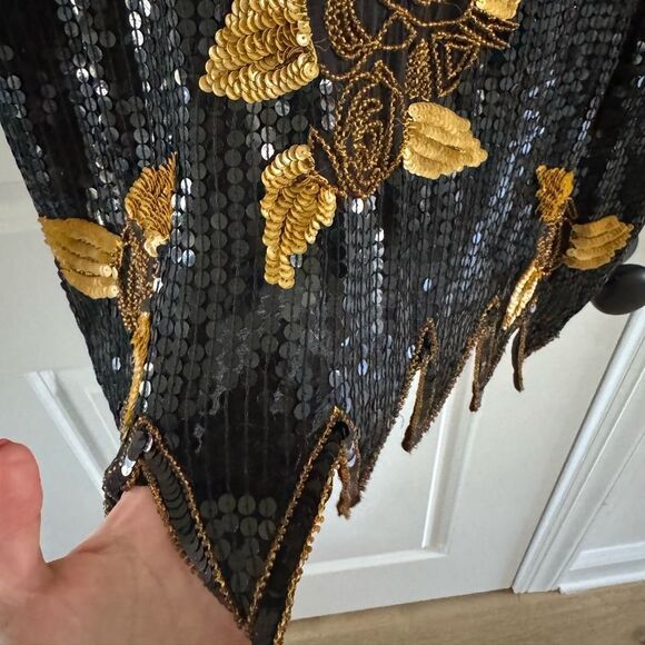 Stunning vintage handmade beaded silk top - Picture 2 of 4